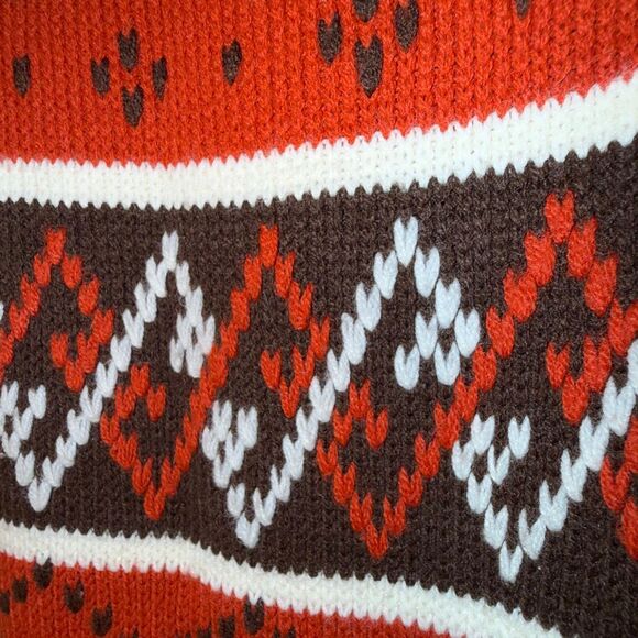 Vintage 70’s JCPenney Nordic Fair Isle Buttercream Men’s Ski Sweater Acrylic Siz - Picture 8 of 12
